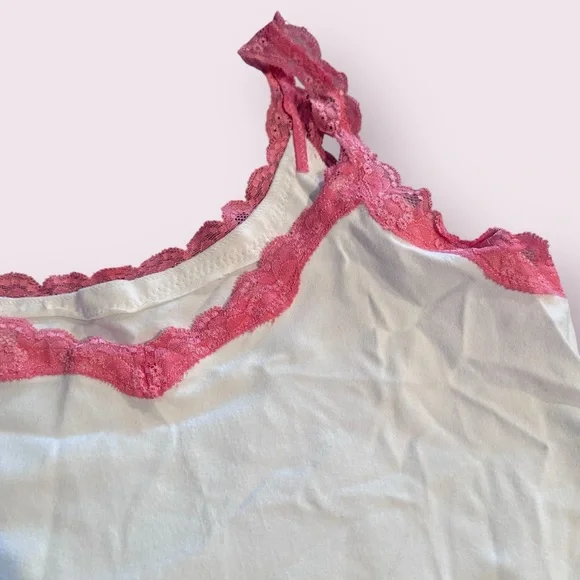 Set Of Two Women's Unbranded White And Pink Lace Trim Camisoles - Picture 4 of 12